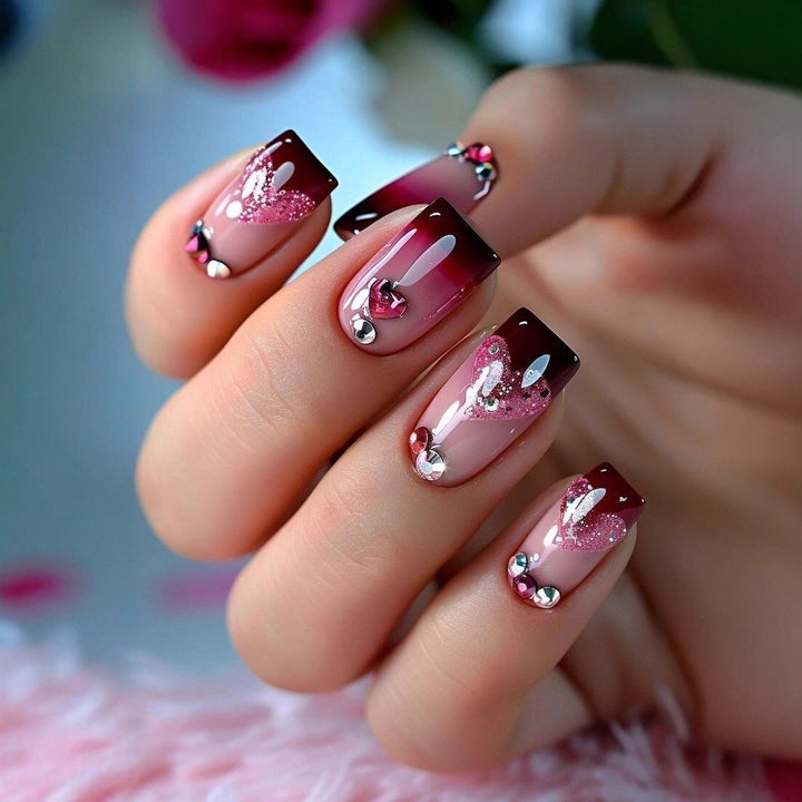 Artificial nails with Romantic Heart Design Bowlift