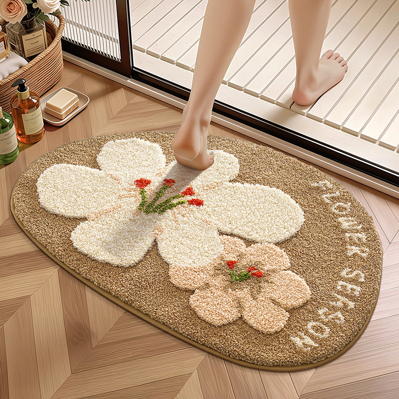Floral-Themed Comfort Bath Mat Bowlift