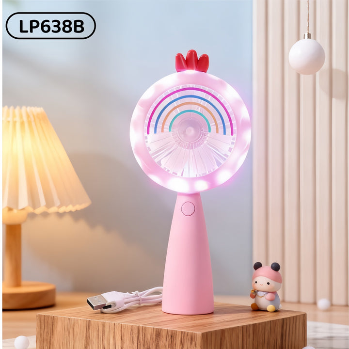 Women's Portable LED Fan with Playful Animal Design Bowlift