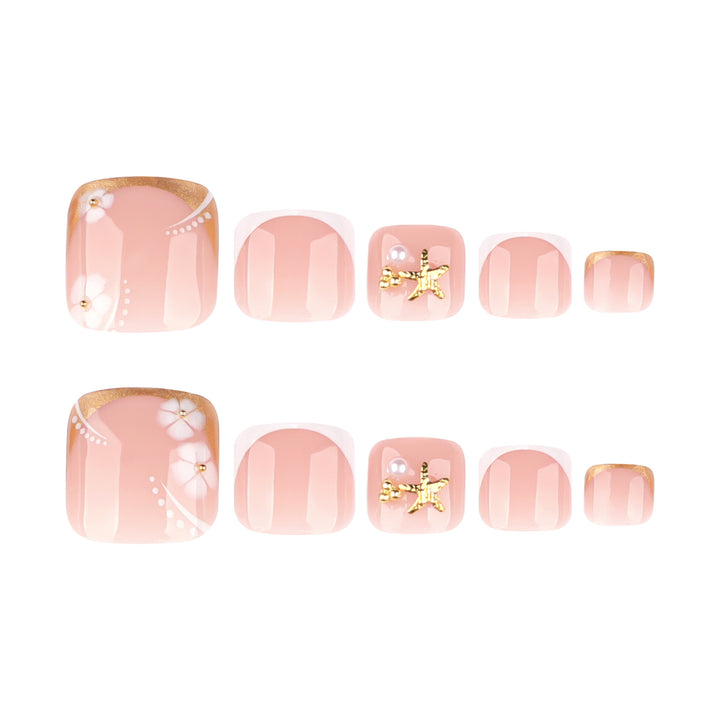 Artful toenail art with delicate flower and glitter accents Bowlift