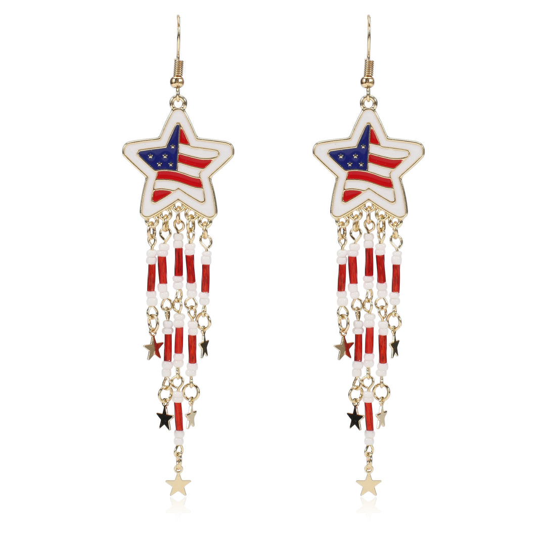 Women’s dangling earrings with enameled medallion and pearl fringes Bowlift