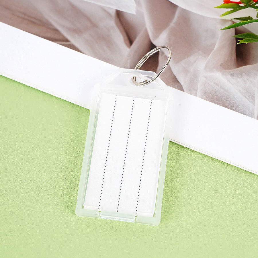 Unisex label tag with transparent sleeve and three writable fields Bowlift