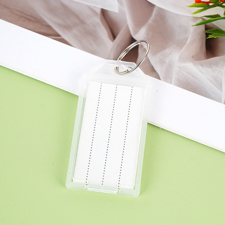 Unisex label tag with transparent sleeve and three writable fields Bowlift