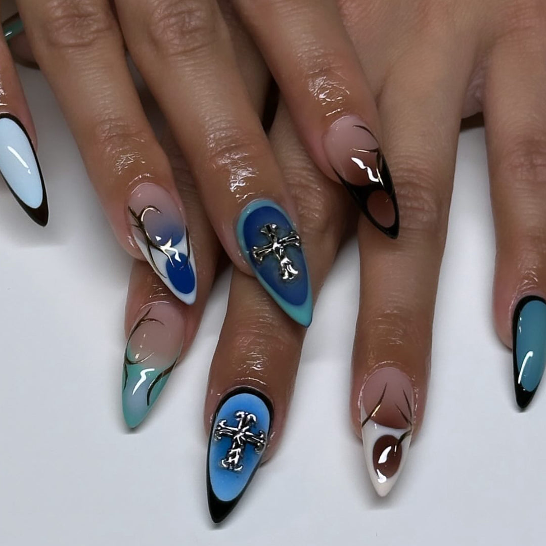 Artful stiletto nails with elegant design and 3D accents Bowlift