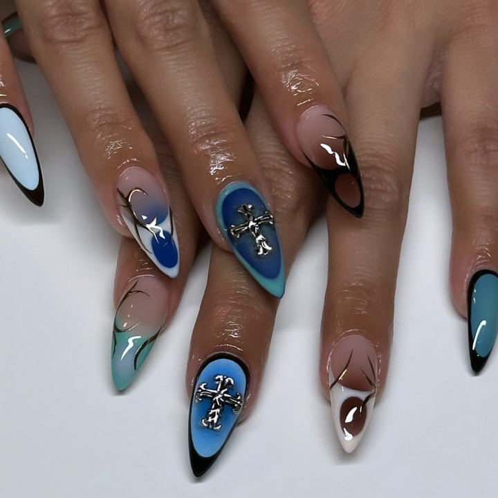 Artful stiletto nails with elegant design and 3D accents Bowlift