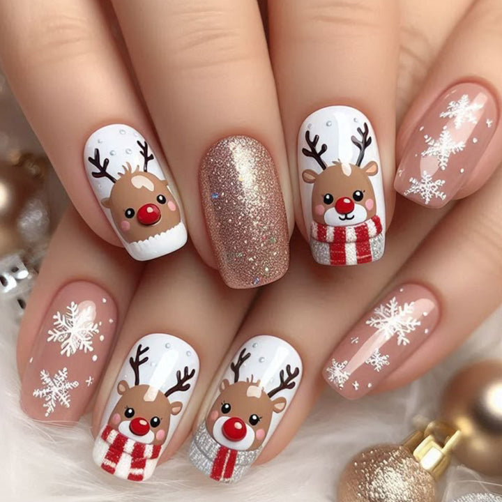 Festive 3D Reindeer Nail Art Extensions Bowlift