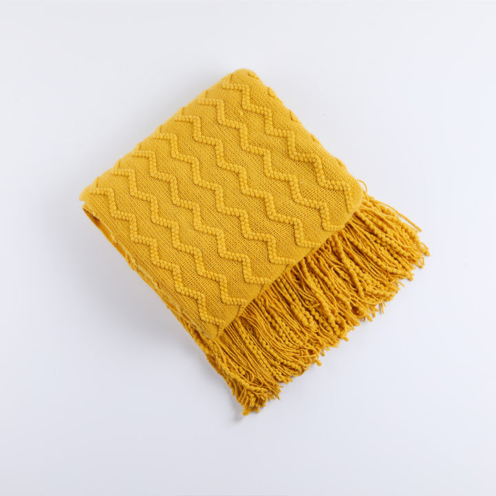 Women’s knitted blanket with textured wave pattern Bowlift