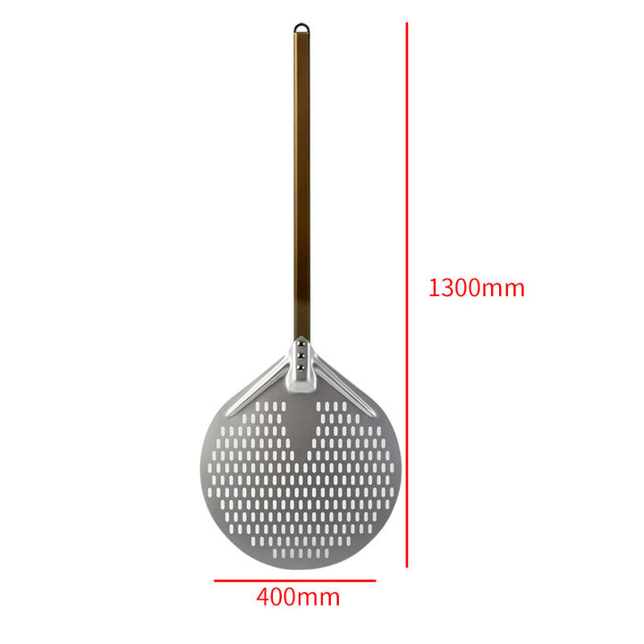 long wooden handled round aluminum pizza peel with reinforced neck Bowlift