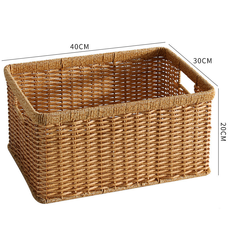 Handwoven Storage Basket with Cutout Handles Bowlift