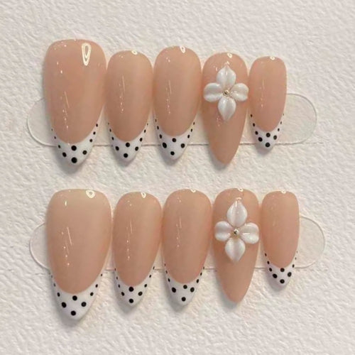 Elegant Floral-Embellished Press-On Nails Bowlift