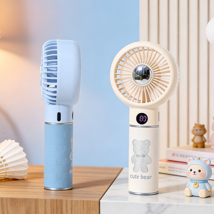 Women's Portable Mini Fan with Digital Display Bowlift