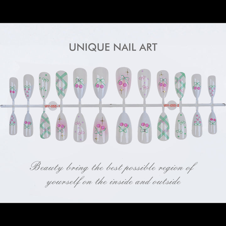 Elegant Floral Art Press-On Nail Set Bowlift