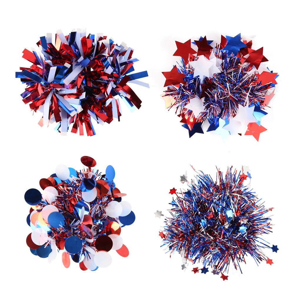 Unisex nan patriotic tinsel pom pom wristband bracelet with star confetti Bowlift