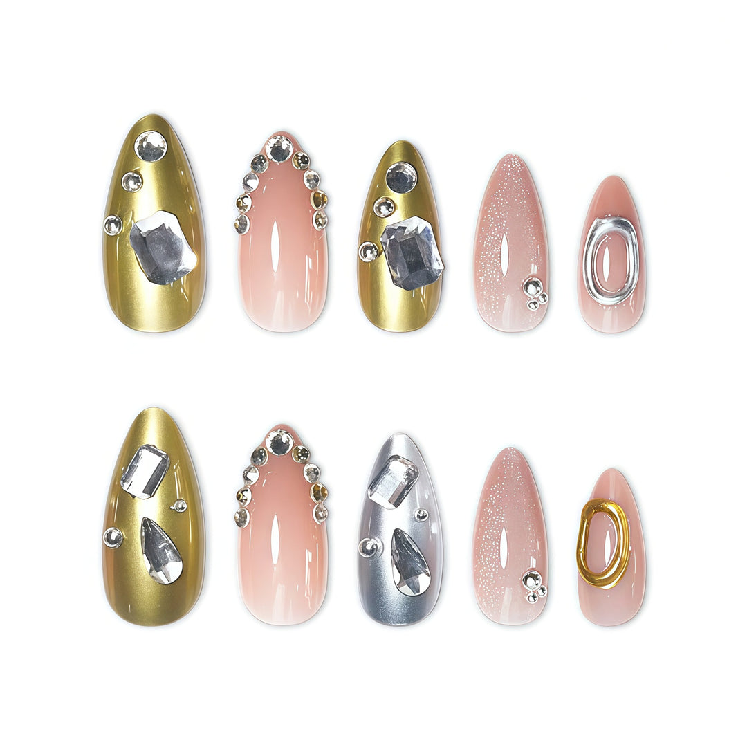 Elegant Rhinestone-Embellished Nail Art Extensions Bowlift