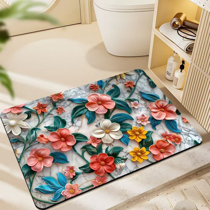 Floral-Themed Plush Bath Mat