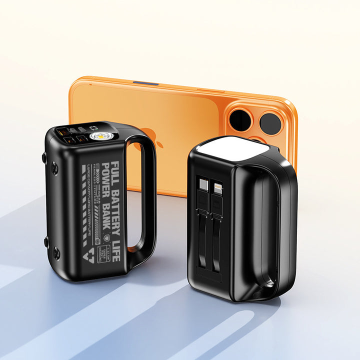 Portable power bank with integrated cable and ergonomic design Bowlift