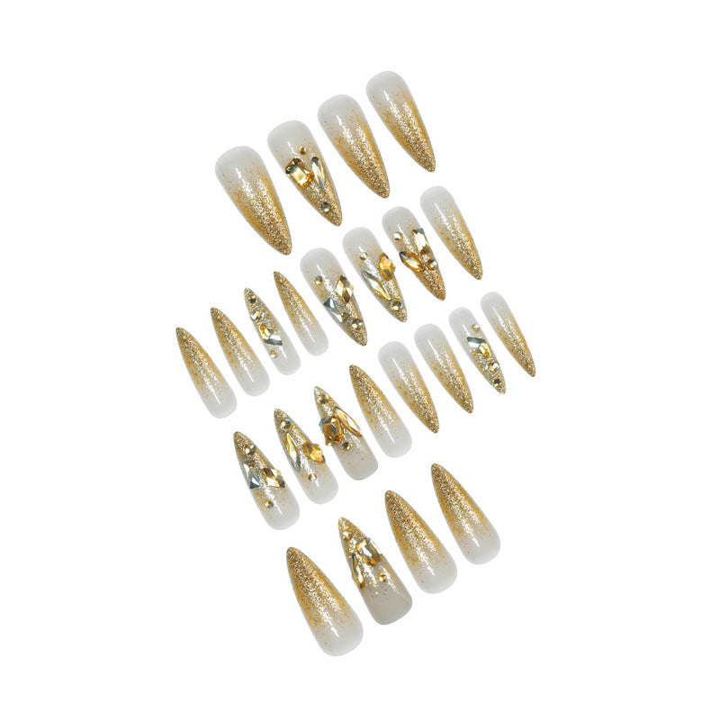 Glamorous Stiletto Press-On Nails with Glitter Accents Bowlift