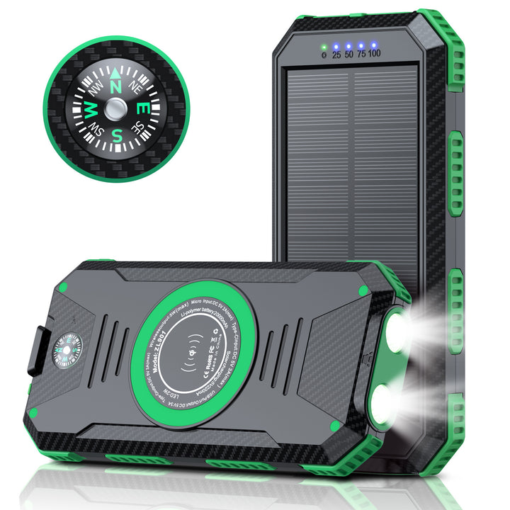 Solar-powered power bank with integrated compass and LED lighting Bowlift