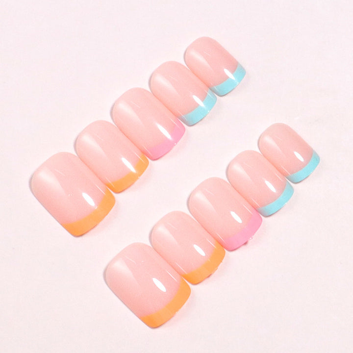 Premium Gradient French Tip Press-On Nail Set Bowlift