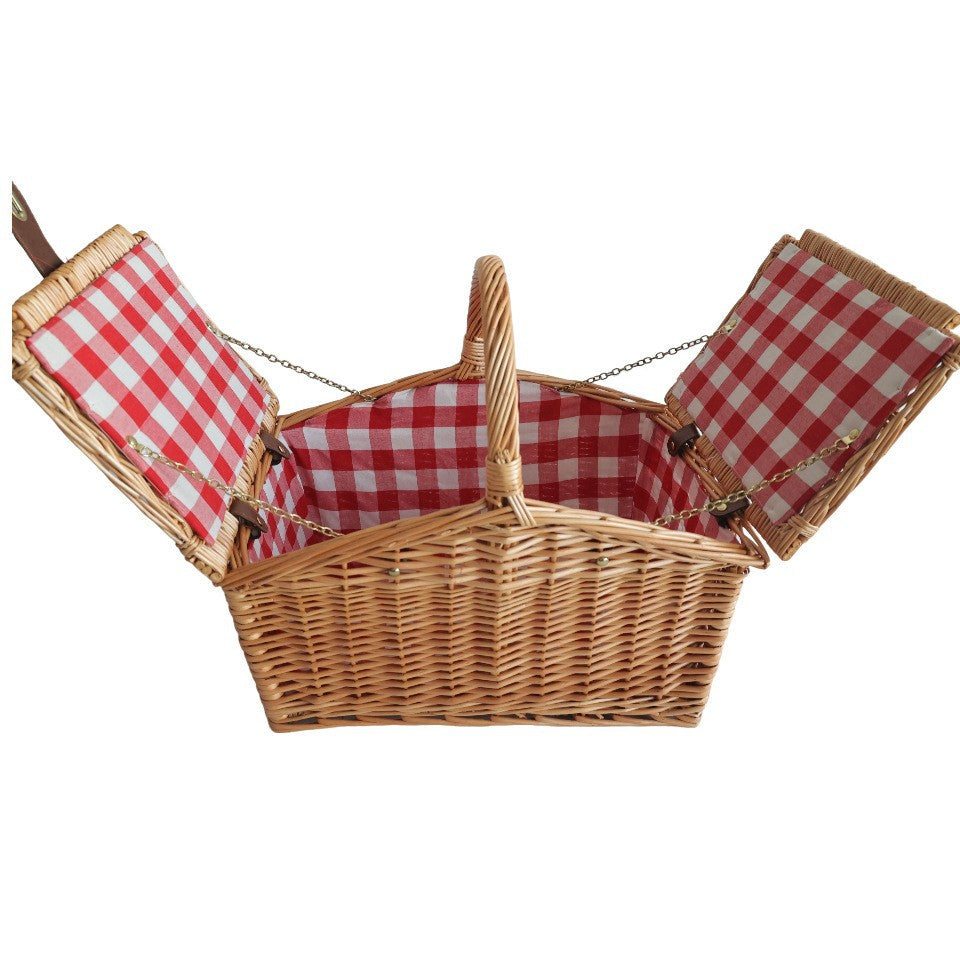 Ladies picnic basket with removable compartments and classic gingham pattern Bowlift