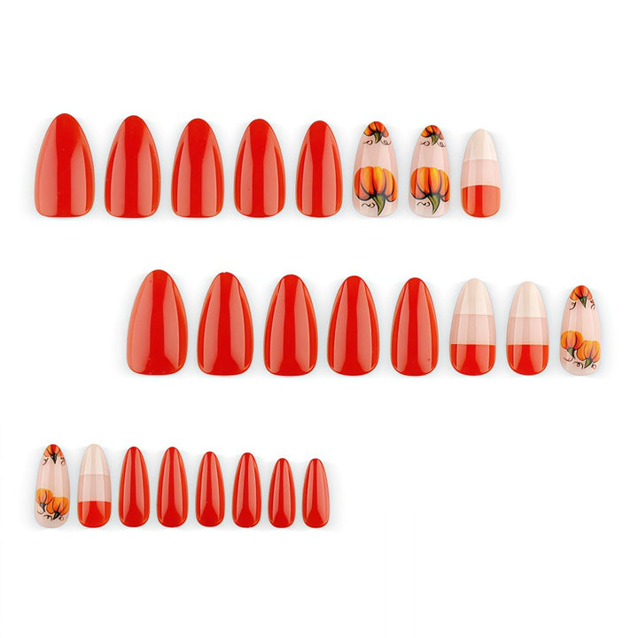Artificial nails in autumn pumpkin design Bowlift