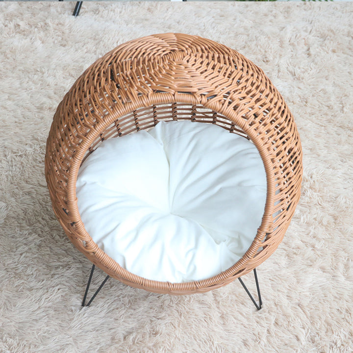 Cat Bed with Stylish Rattan Design Bowlift