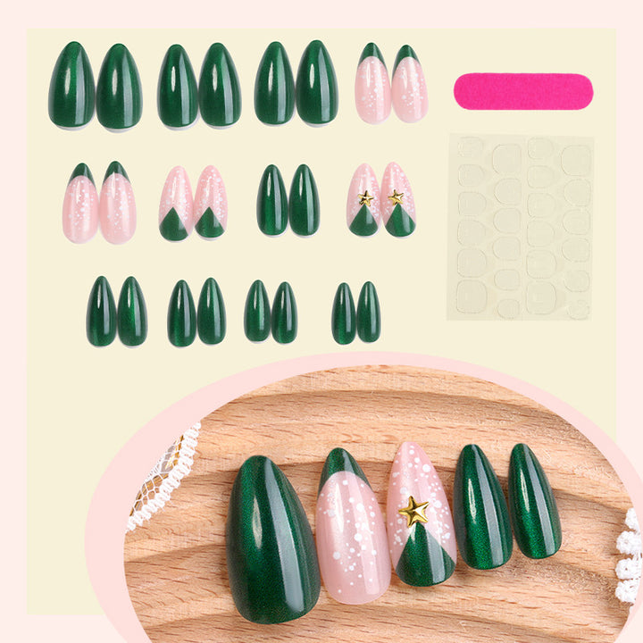 Deluxe Press-On Nail Set with Christmas-inspired Designs Bowlift