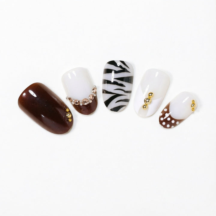 Artistic Nail Design Set with Gem Accents Bowlift