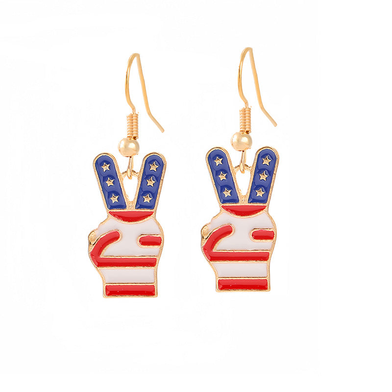 Women's nan patriotic horseshoe enamel dangle earrings with star-accented design and fishhook findings Bowlift