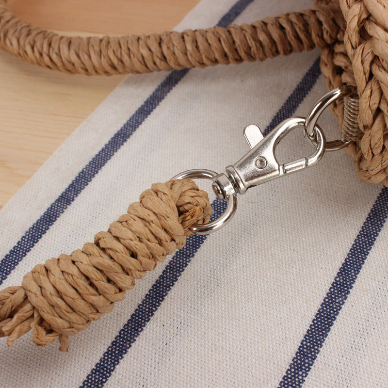 Handbag Made of Woven Natural Material with Fashionable Fringes Bowlift