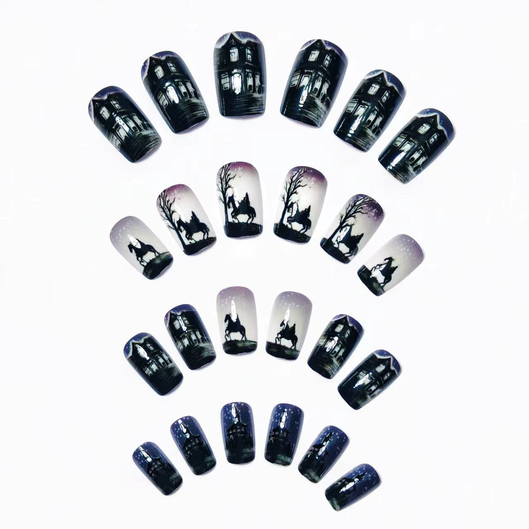 Artificial nails with mysterious winter landscape design Bowlift