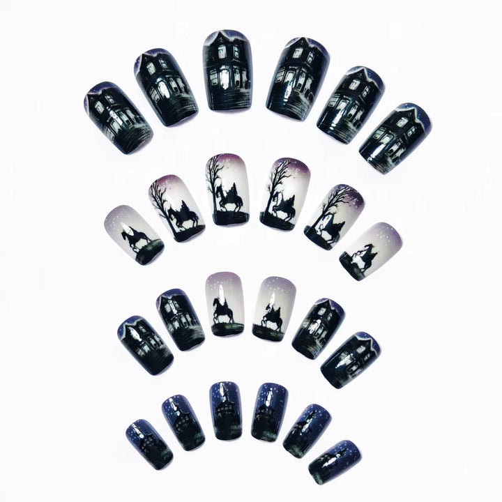 Artificial nails with mysterious winter landscape design Bowlift
