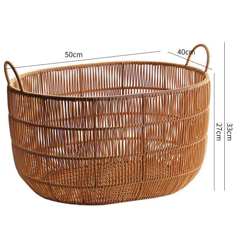 Women's Round Storage Basket with Practical Side Handles Bowlift