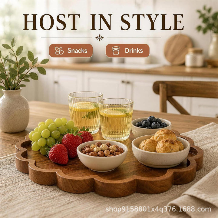 Decorative Scalloped Wooden Serving Tray Bowlift