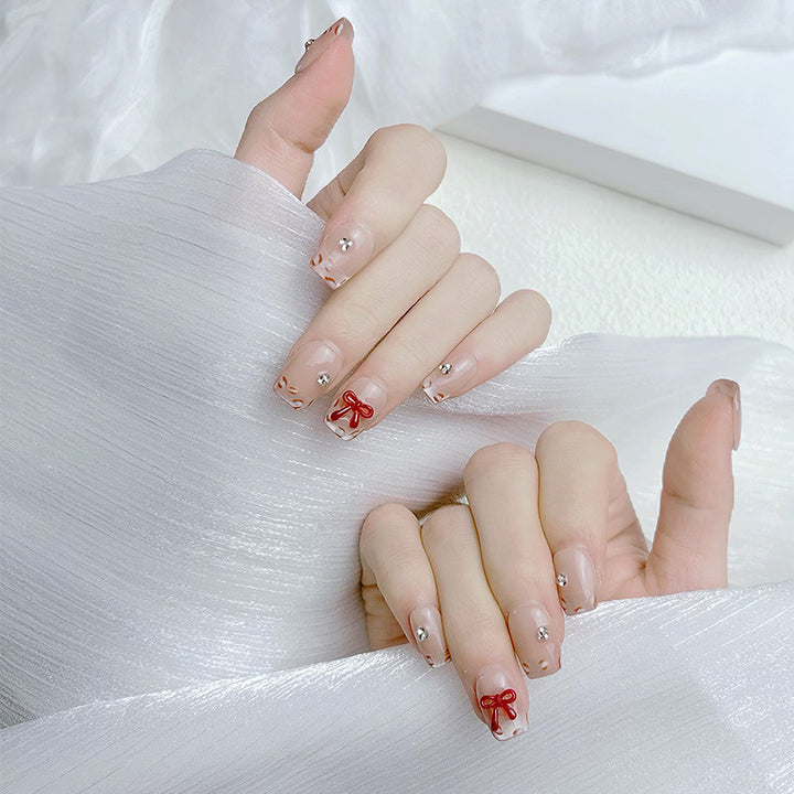Elegant French Tip Press On Nails Bowlift