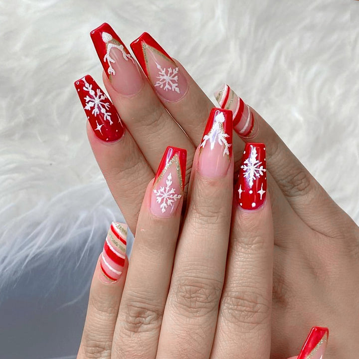 Holiday-Themed Acrylic Nail Art Bowlift