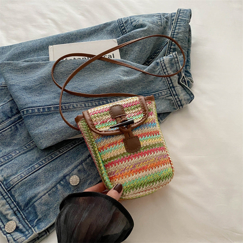Colorful Woven Crossbody Bag Bowlift
