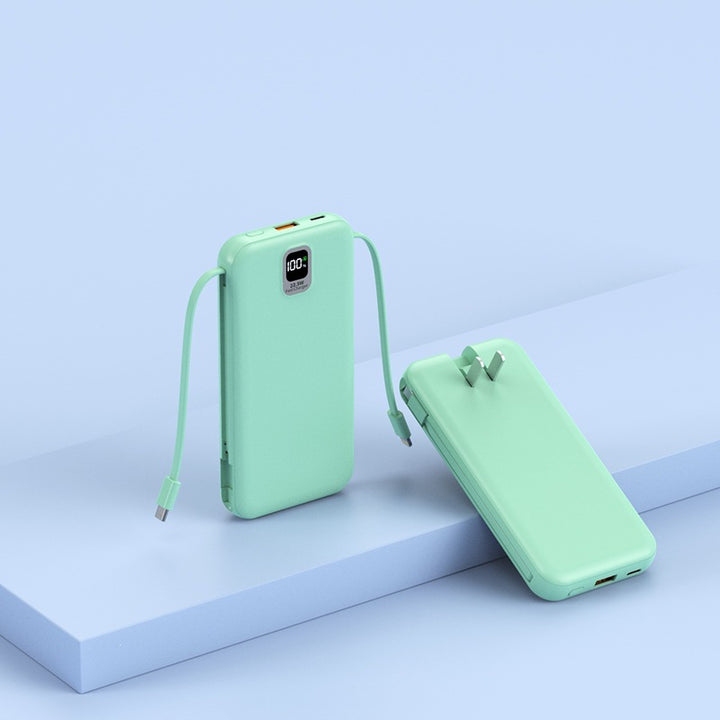 Portable power bank with integrated charging cable and LED display Bowlift