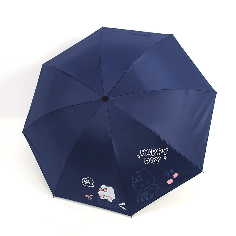 Ladies folding umbrella with playful design and cheerful Bowlift motif