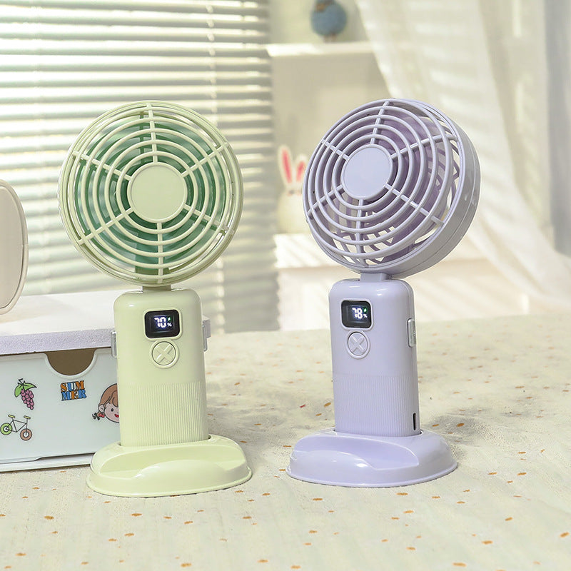 Women's Portable Mini Fan with Digital Display Bowlift