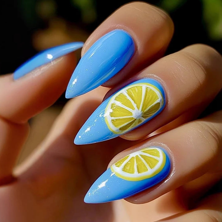 Artificial nails with lemon design Bowlift