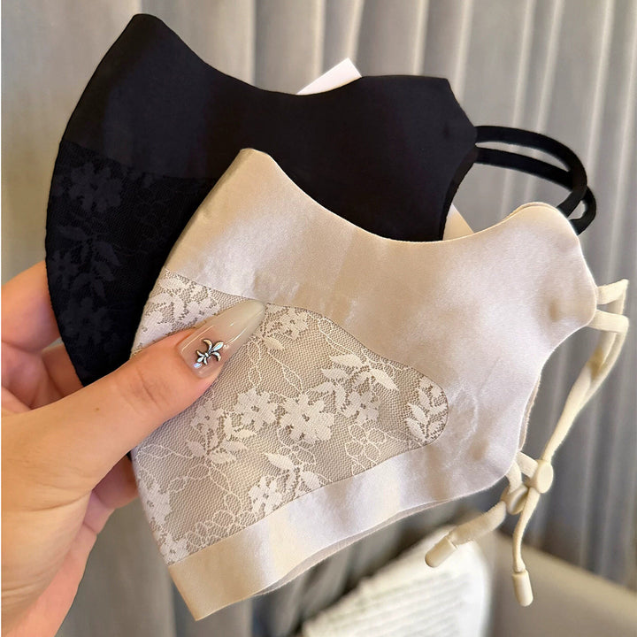Lace-Panel Breathable Reusable Face Mask with Adjustable Ear Loops Bowlift