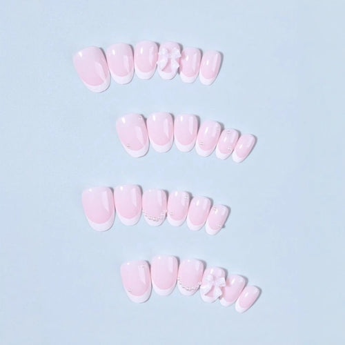 Artificial nail set with exquisite 3D flowers and elegant pearl embellishments Bowlift