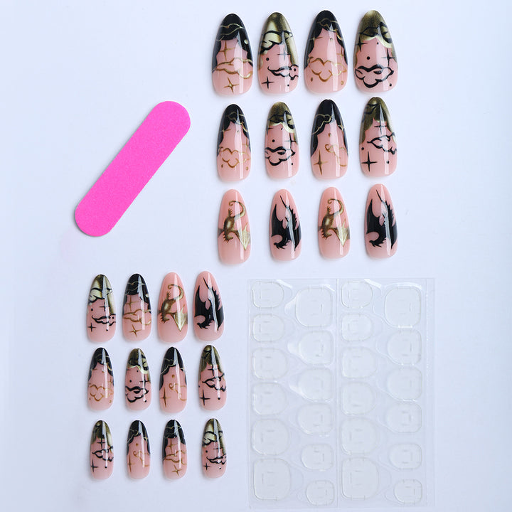 Elegant Artificial Fingernails with Gothic Motifs Bowlift