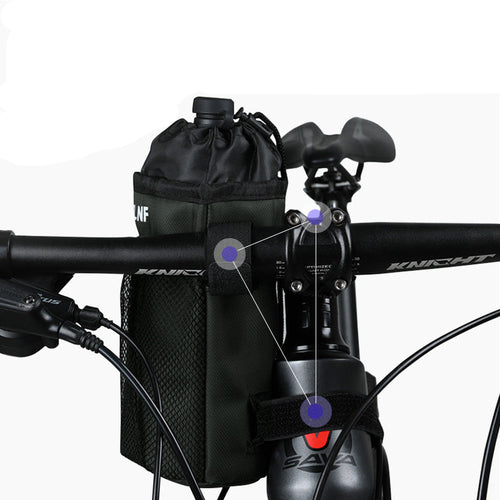 insulated bike bottle holder with adjustable Velcro straps and mesh pocket Bowlift