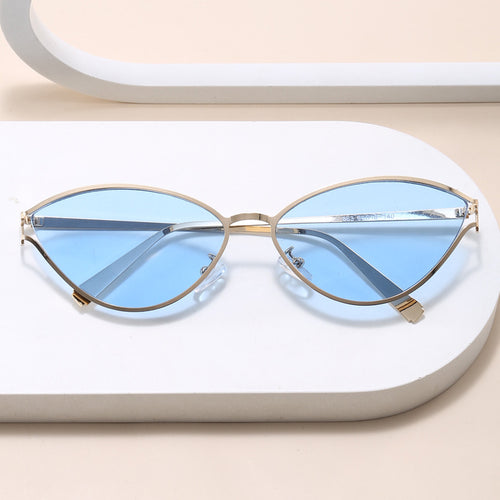 Fashionable Cat-Eye Sunglasses with Thin Metal Frame Bowlift