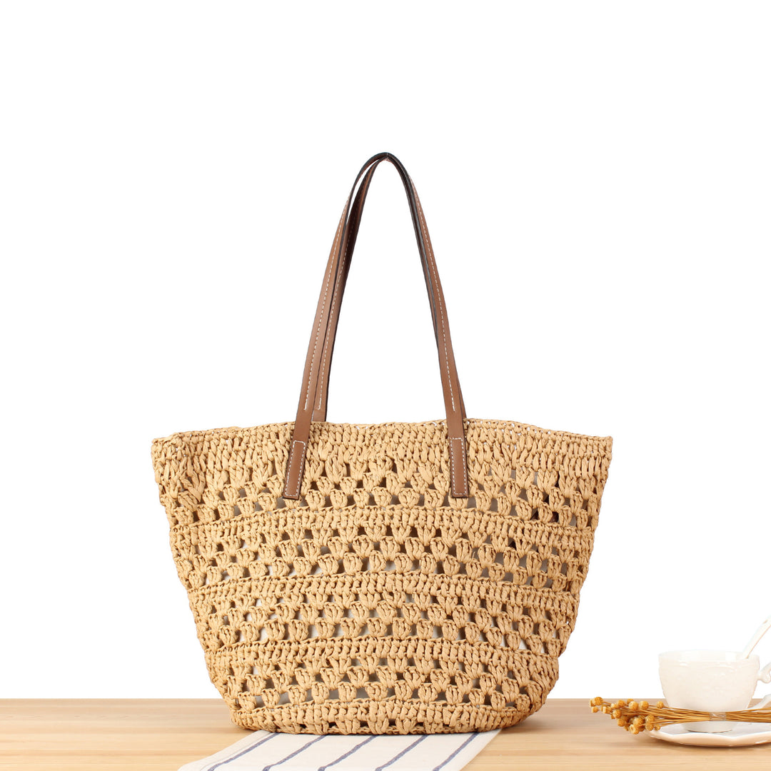 Braided tote bag with elegant leather handles Bowlift