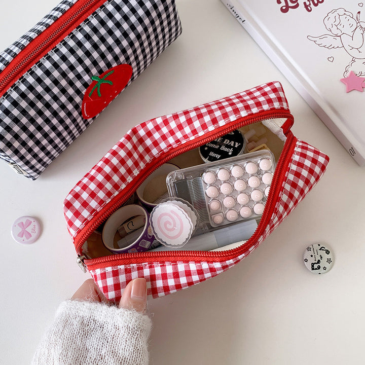 Cute Gingham Checkered Pencil Case Bowlift
