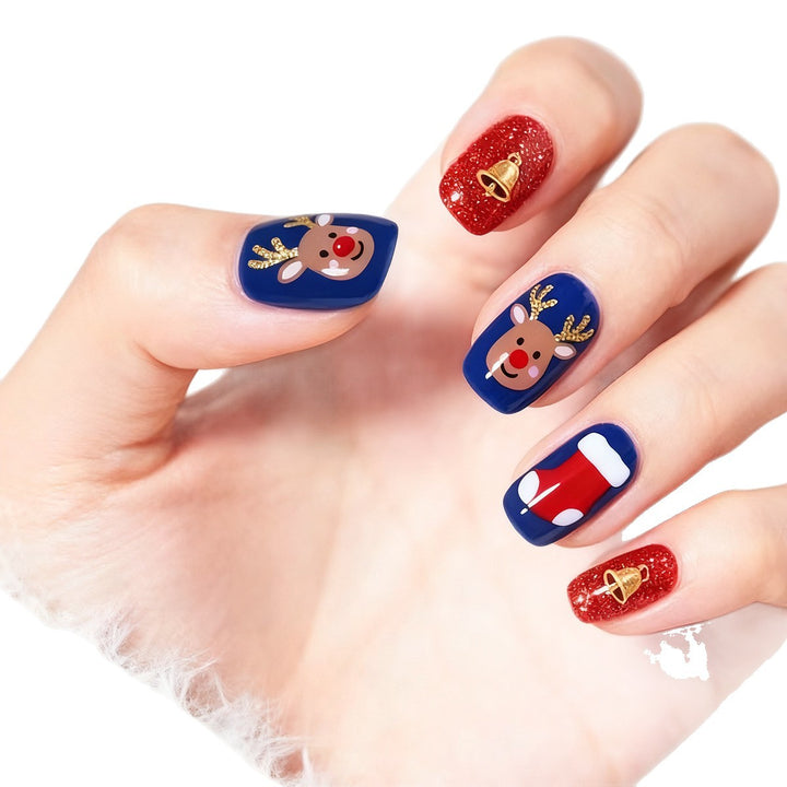Artificial nail set with festive Christmas design Bowlift