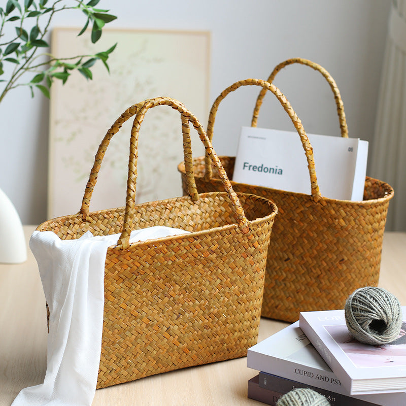 Unisex Handwoven Shopping Container with Double Handle Bowlift